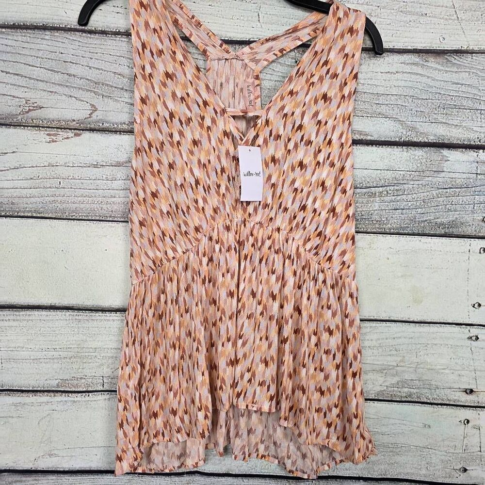 Willow + Root Taupe Multi Romper L NWT BKE